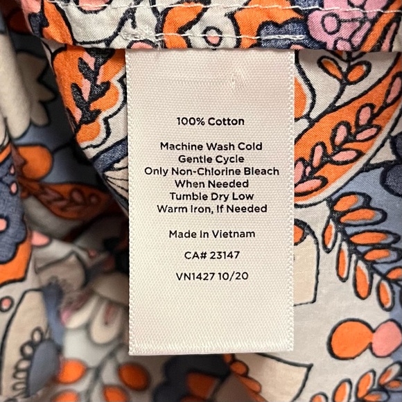 Talbots Button Down Blouse Womens Plus SZ 2XP Colorful Paisley Flip Cuff Retro - Picture 8 of 9